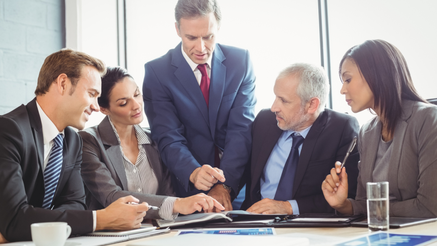 Business people discussing business during conference